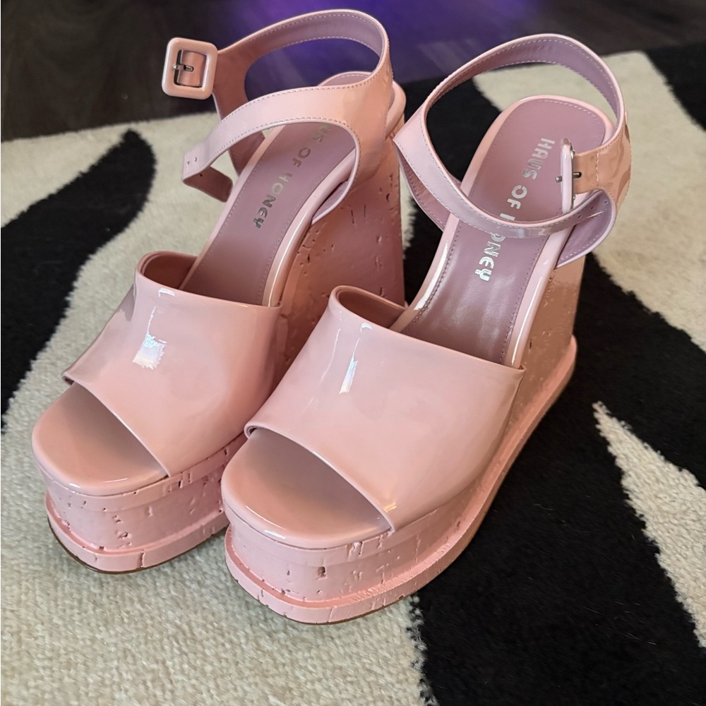Haus of Honey Blush Pink Platform Sandals